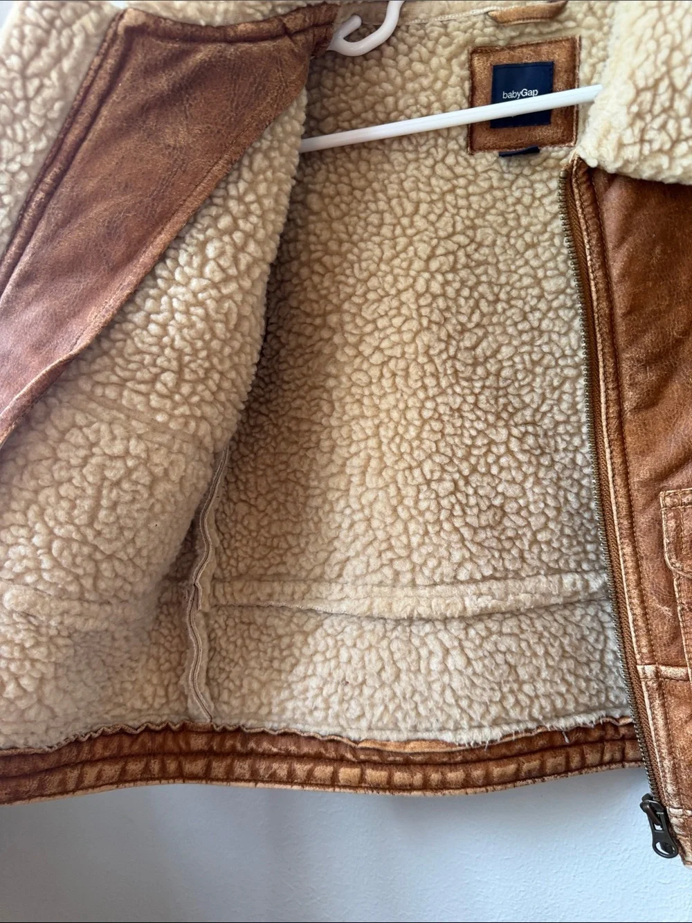 GAP Toddler Shearling-Trim Puffer Jacket - Brown & Cream